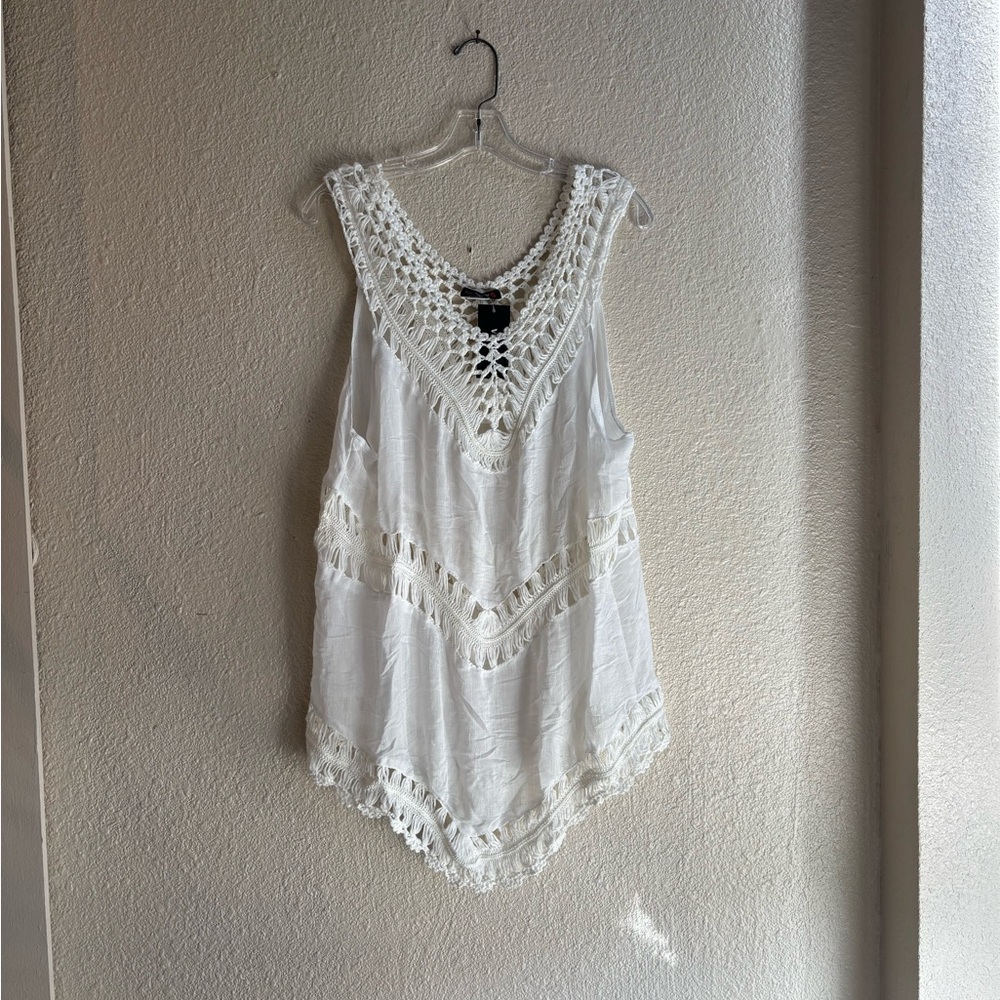 White Crochet Lace Tank Top